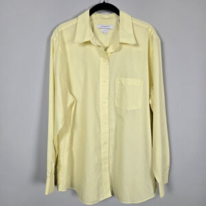 Foxcroft Womens Wrinkle Free Button Up Top Size 18 Yellow Career Office Mature